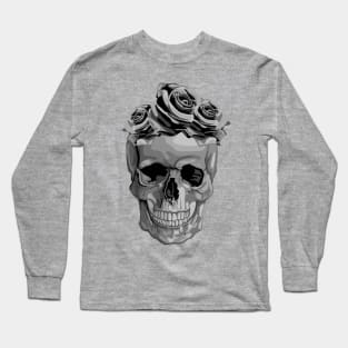 Skull With Flower Crown Long Sleeve T-Shirt